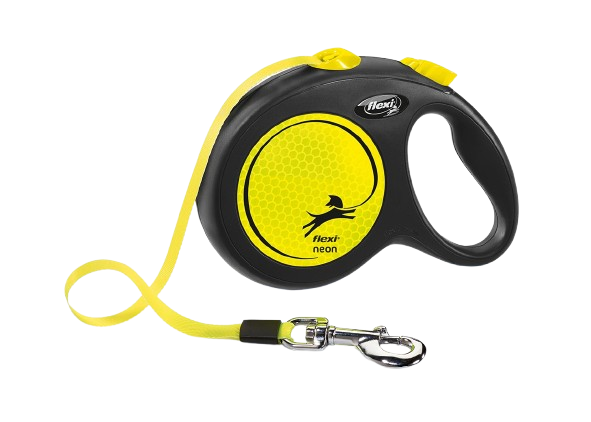Flexi - Rullkoppel New Neon Tape, 5m, L, max 50kg, Neongul - Hund - ZOO.se