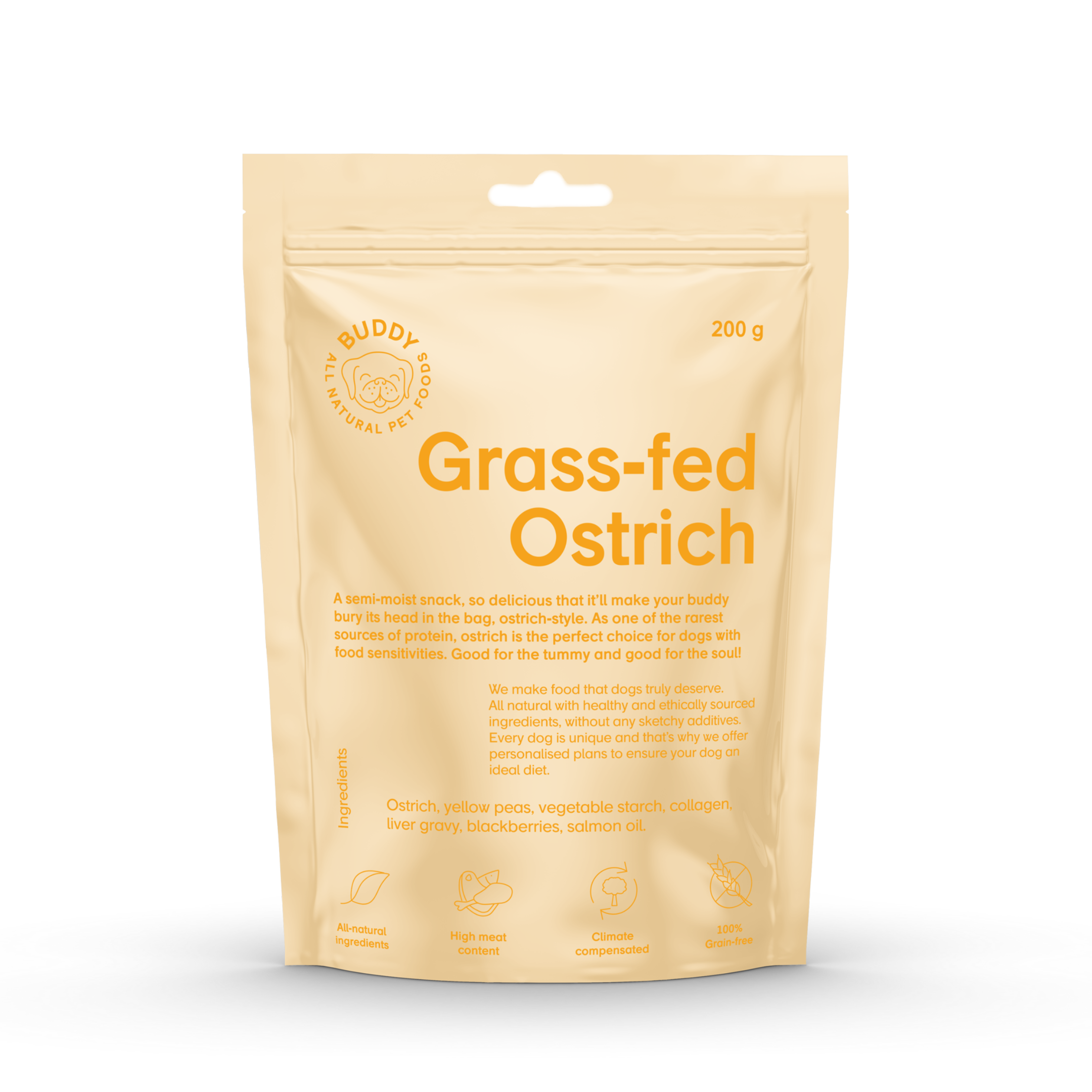 Buddy Pet Foods Semi-moist Snack Ostrich with Blackberries 200 g