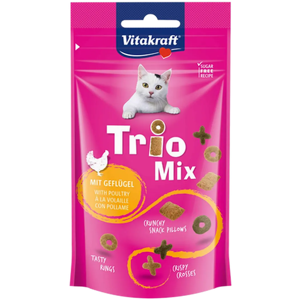 Vitakraft Cat Trio Mix Fjærkre Kattegodbiter Mix 60 g