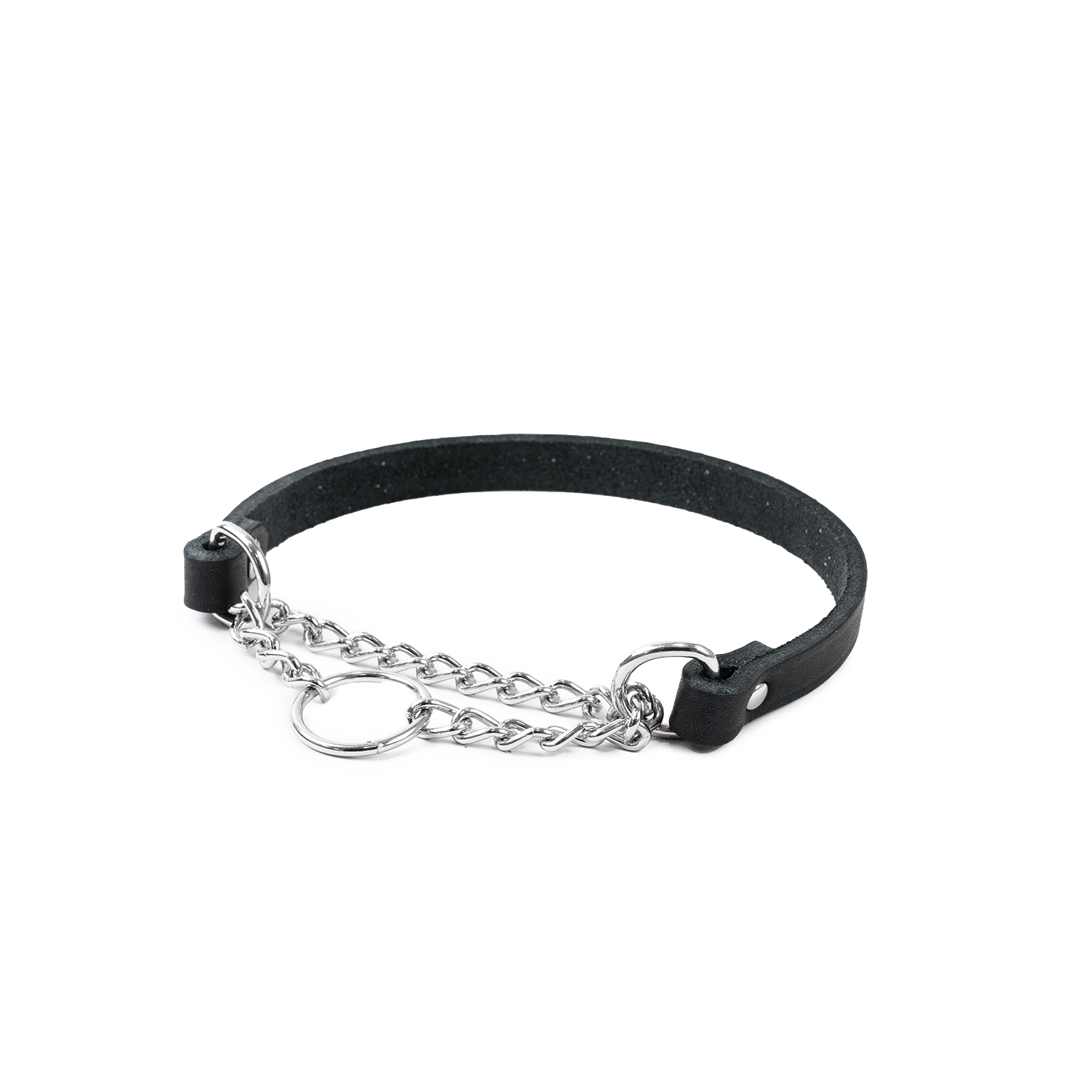 Selected by ZOO - Läderhalsband Hera halvstryp Svart 12 mm x 28-35 cm - Hund - ZOO.se