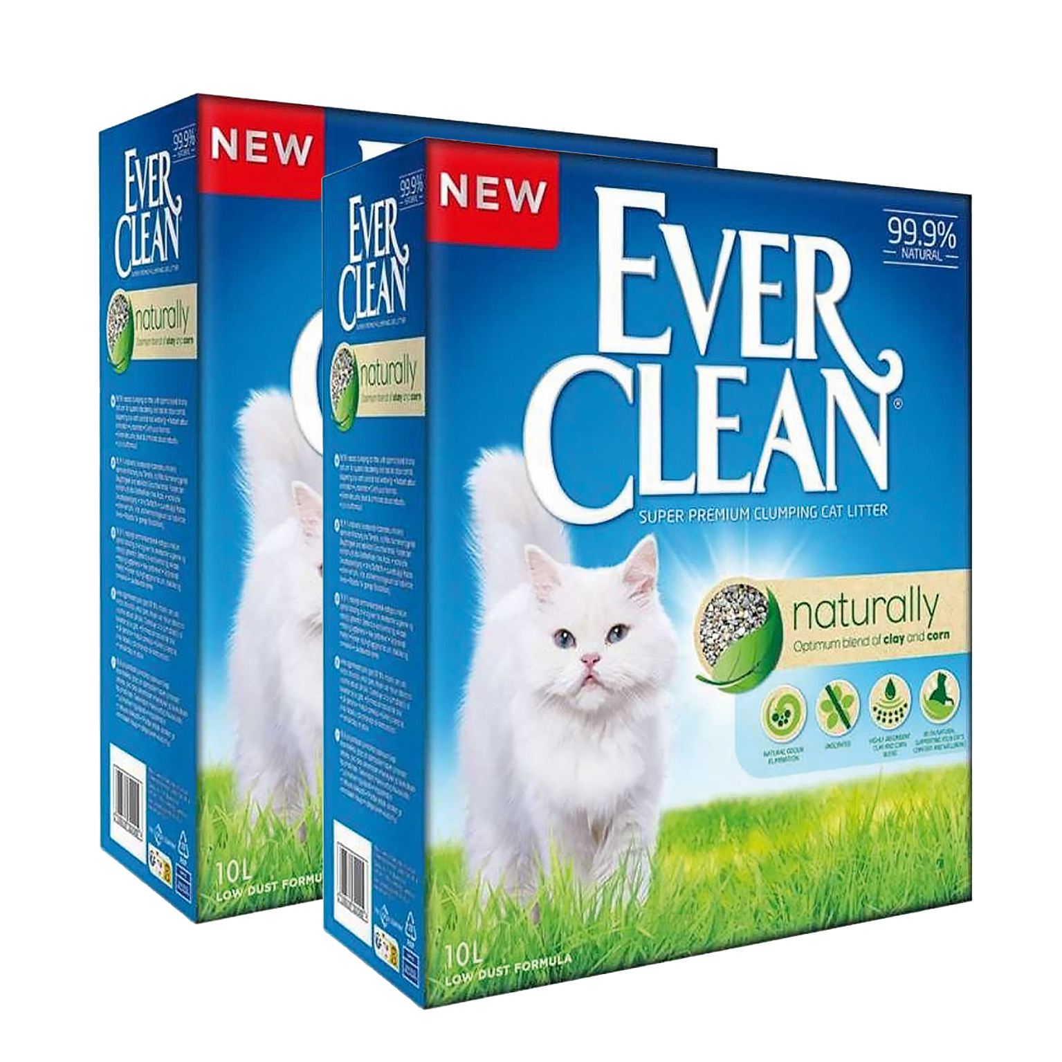 Naturally - Kattesand 10 L x 2 - Katt - Kattesand & kattestrø - Klumpdannende kattesand - Ever Clean