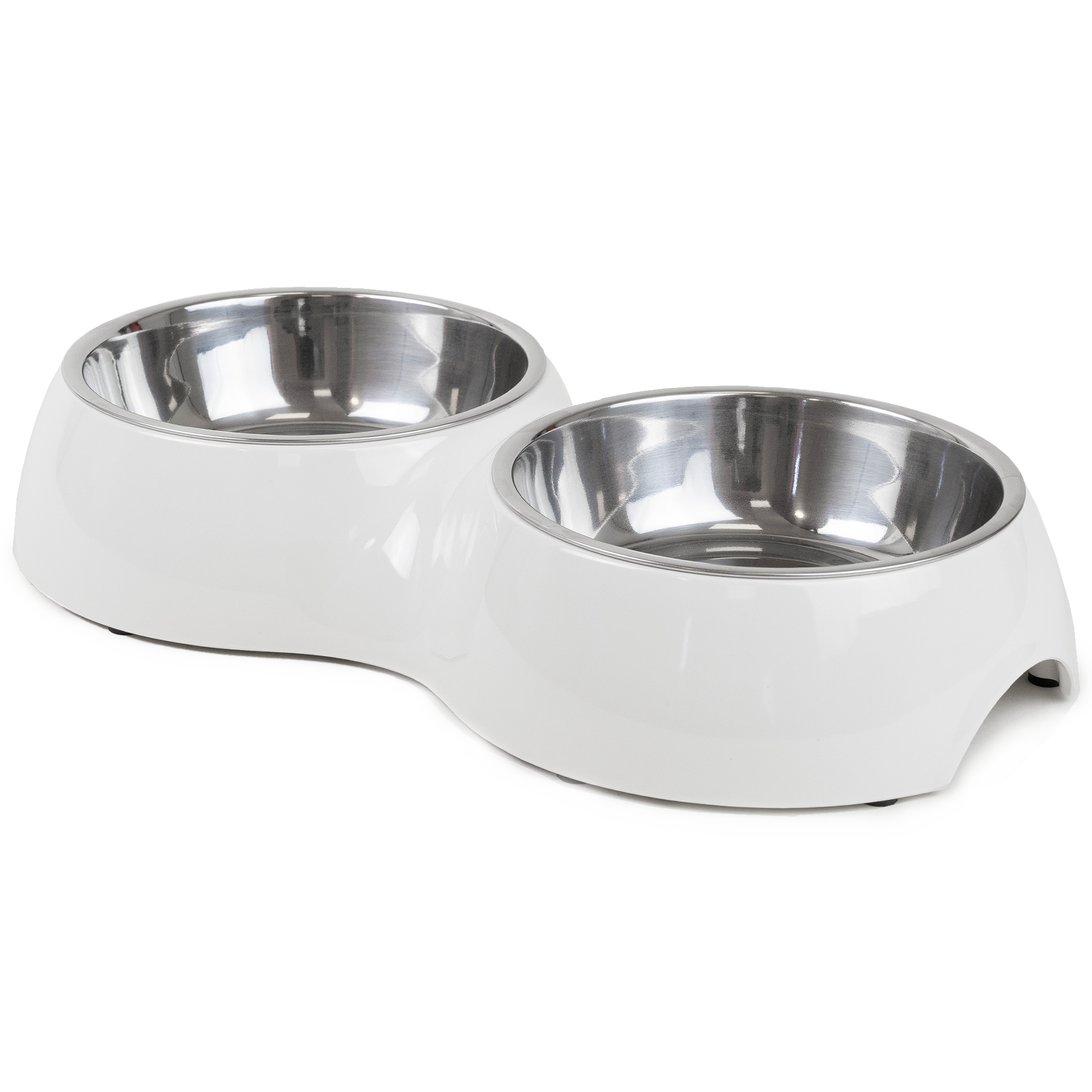 Dobbel matskål Solid Hvit M, 350ml, 33x17,5x6cm - Katt - Matplass og vannfontener for katt - Matbar og stativ, Hund - Matplass & vannautomater for hund - Opphøyd Matskål Hund - Selected by ZOO