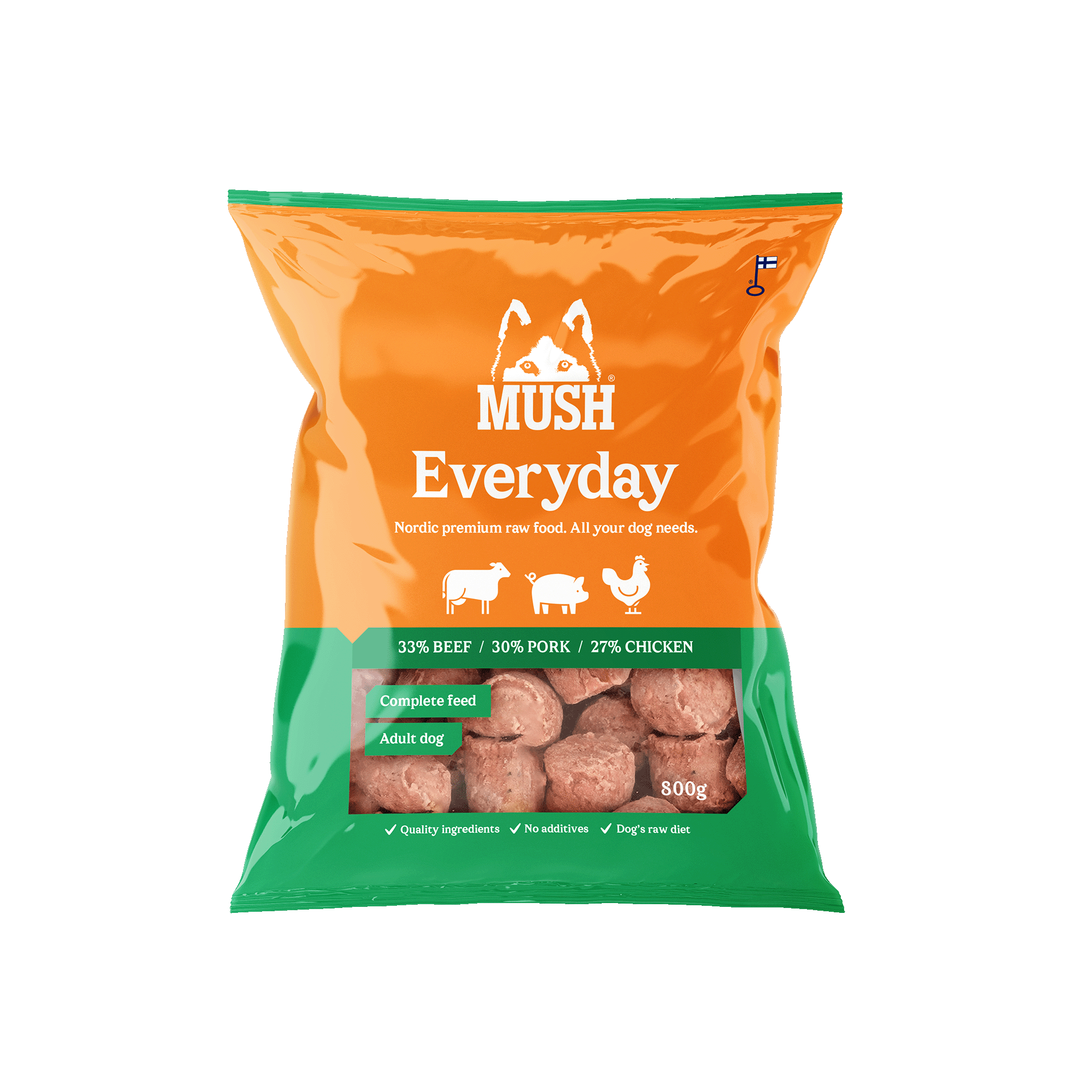 Mush Mush Everyday Green Nöt, Gris, Kyckling