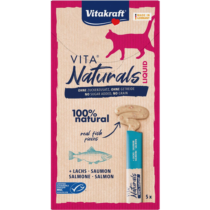 Vitakraft - Cat Naturals Liquid-Snack Lax 5-pack, 15 g - Katt - Kattgodis & Kattgräs - ZOO.se