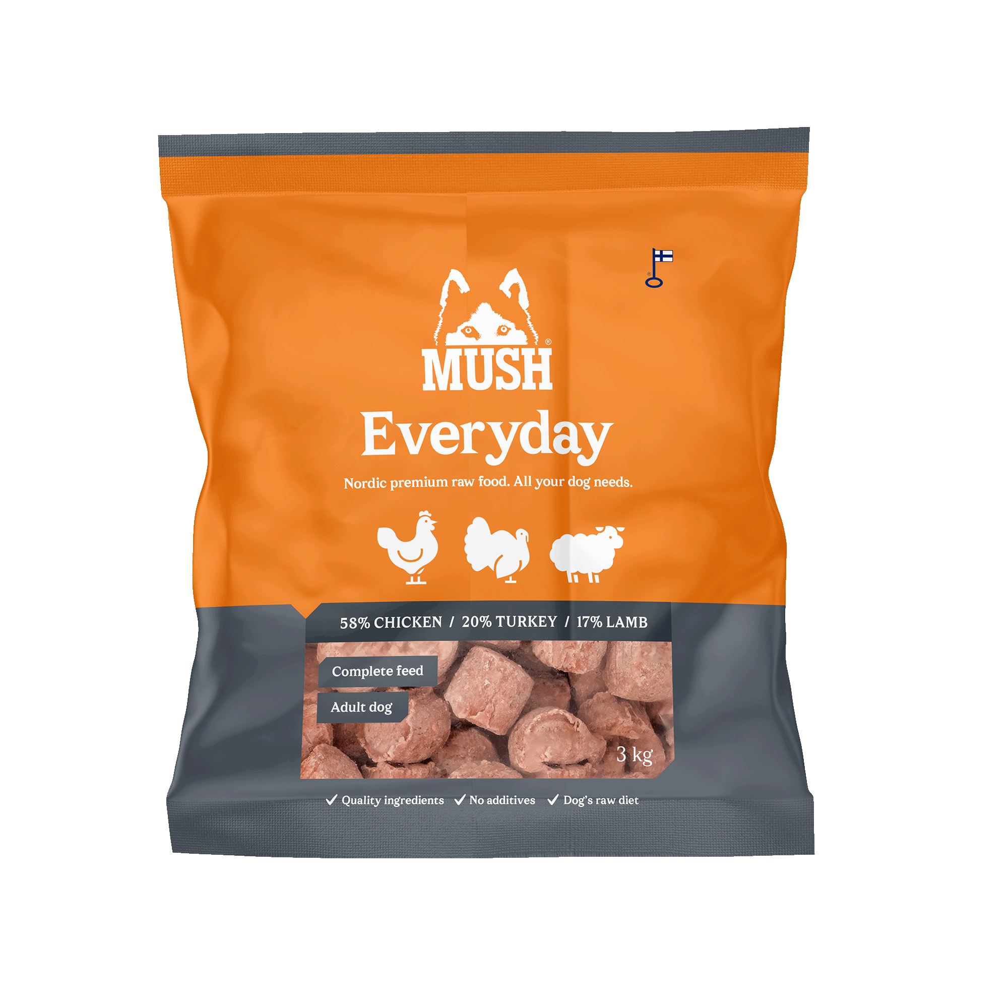 Mush Vaisto Kyckling-Kalkon-Lamm Grå 3 kg