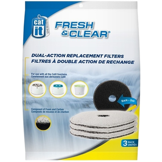 Catit - Fresh & Clear Replacement Filters Blue 3-pack - Katt - Matplats & Vattenfontäner för katt - ZOO.se
