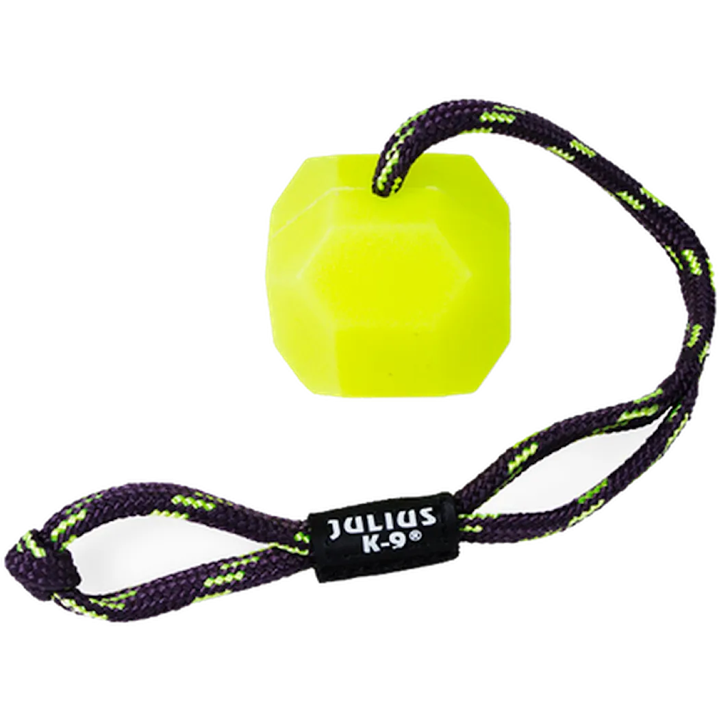 IDC Neon Fluorescent Ball Hard with Handle Dog Toy Yellow 6 cm