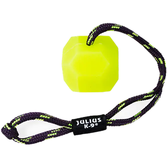 IDC Neon Fluorescent Ball Hard with Handle Dog Toy Yellow 6 cm