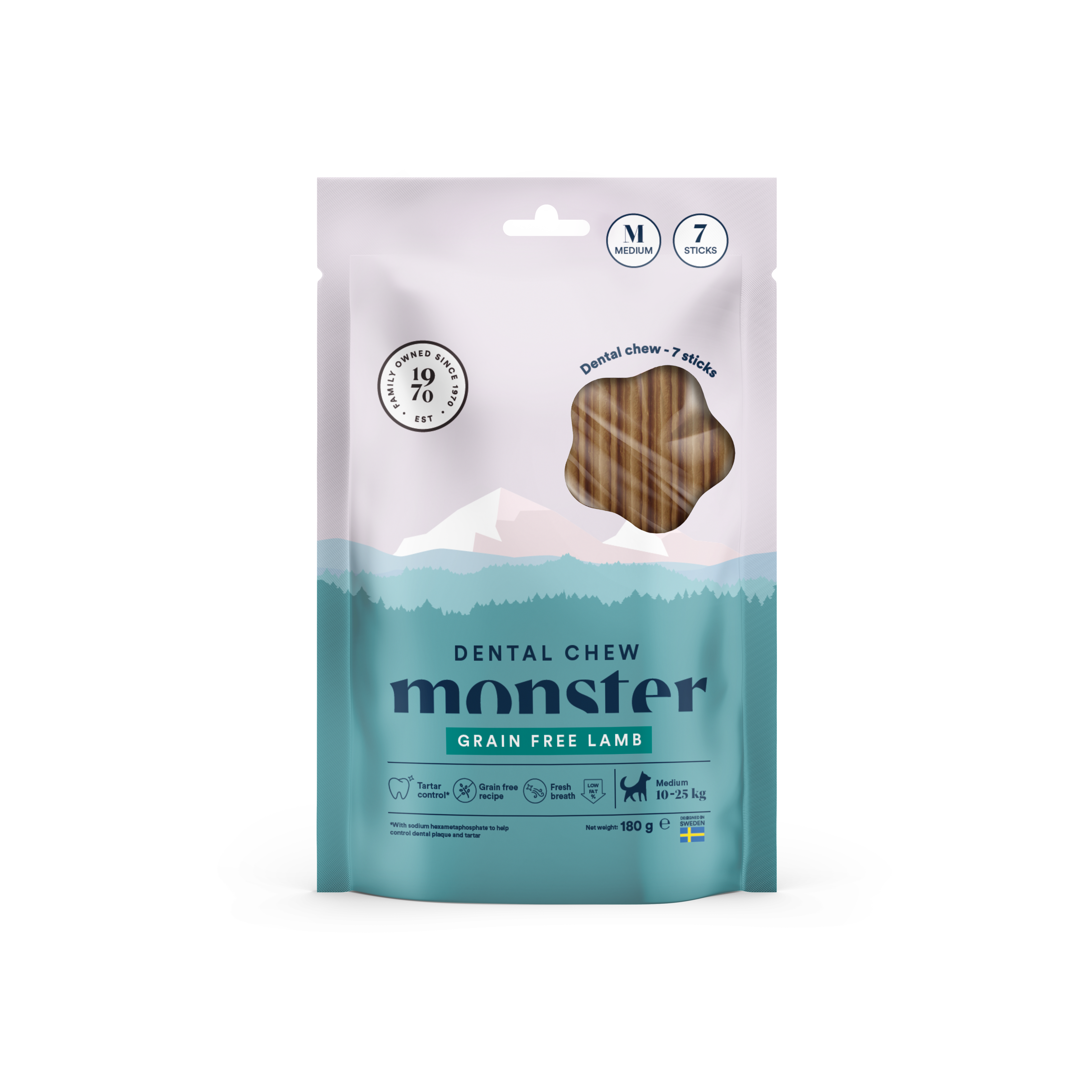 Monster Pet Food - Dog Dental Chew Lamb Medium Week 7 st 180 g - Hund - Hundgodis - ZOO.se