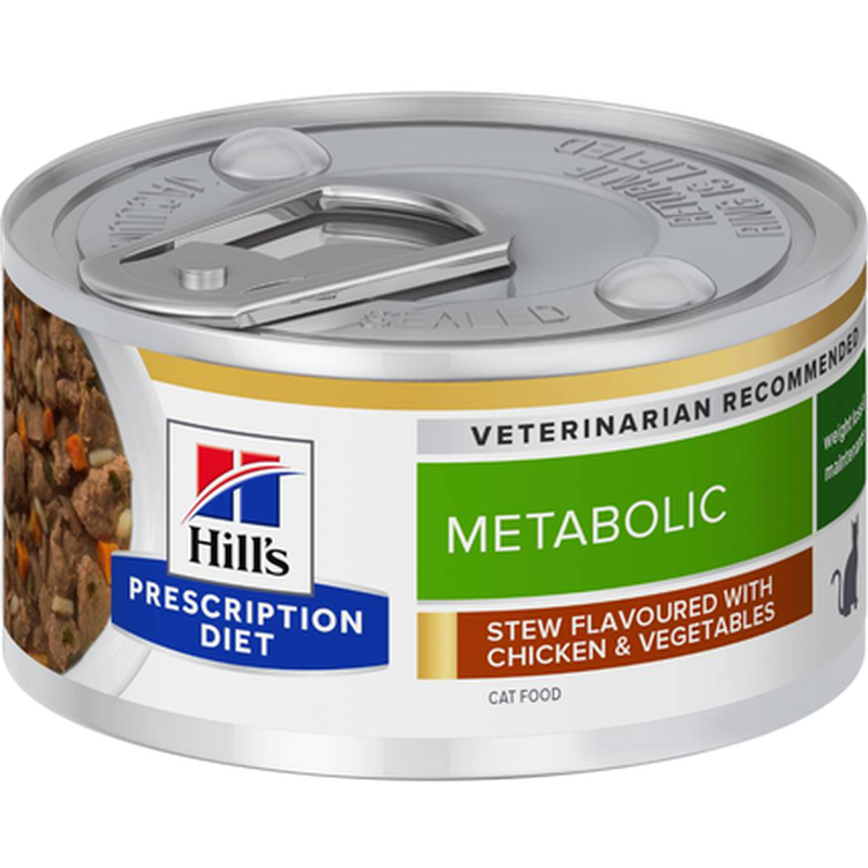 Metabolic Weight Chicken & Vegetables Stew Canned - Wet Cat Food 82 g x 24 - Katt - Kattefôr & kattemat - Veterinærfôr for katt, Veterinær - Veterinærfôr til katter - Hill's Prescription Diet Feline