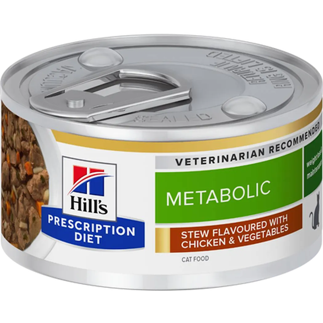 Hill's Prescription Diet Feline Metabolic Weight Chicken & Vegetables Stew Canned - Wet Cat Food