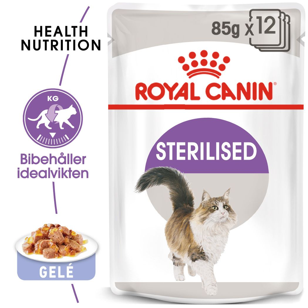 Royal Canin Feline Wet Sterilised Jelly 85 g x 12 stk - porsjonsposer