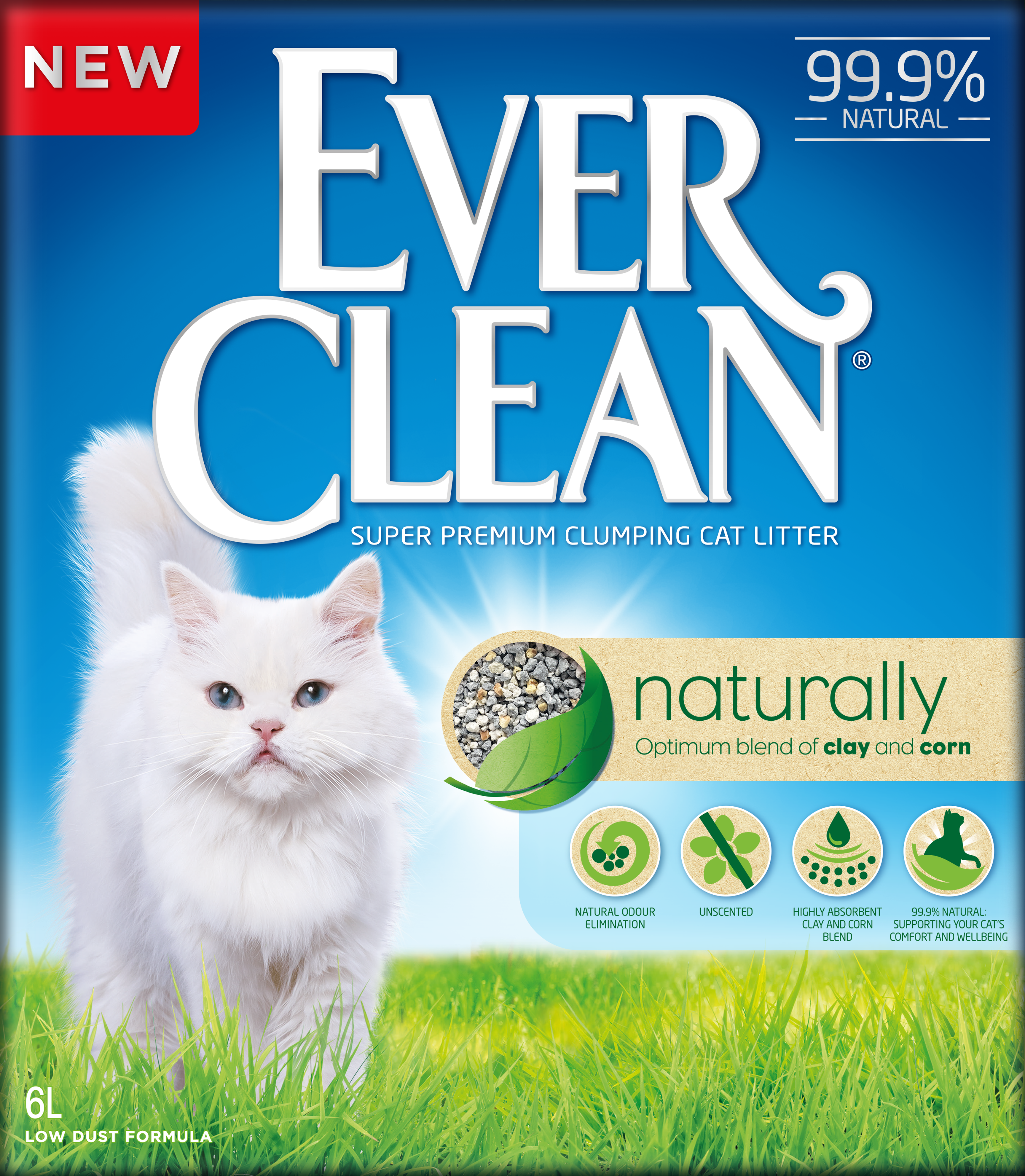 Naturally - Kattesand 6 L - Katt - Kattesand & kattestrø - Klumpdannende kattesand - Ever Clean