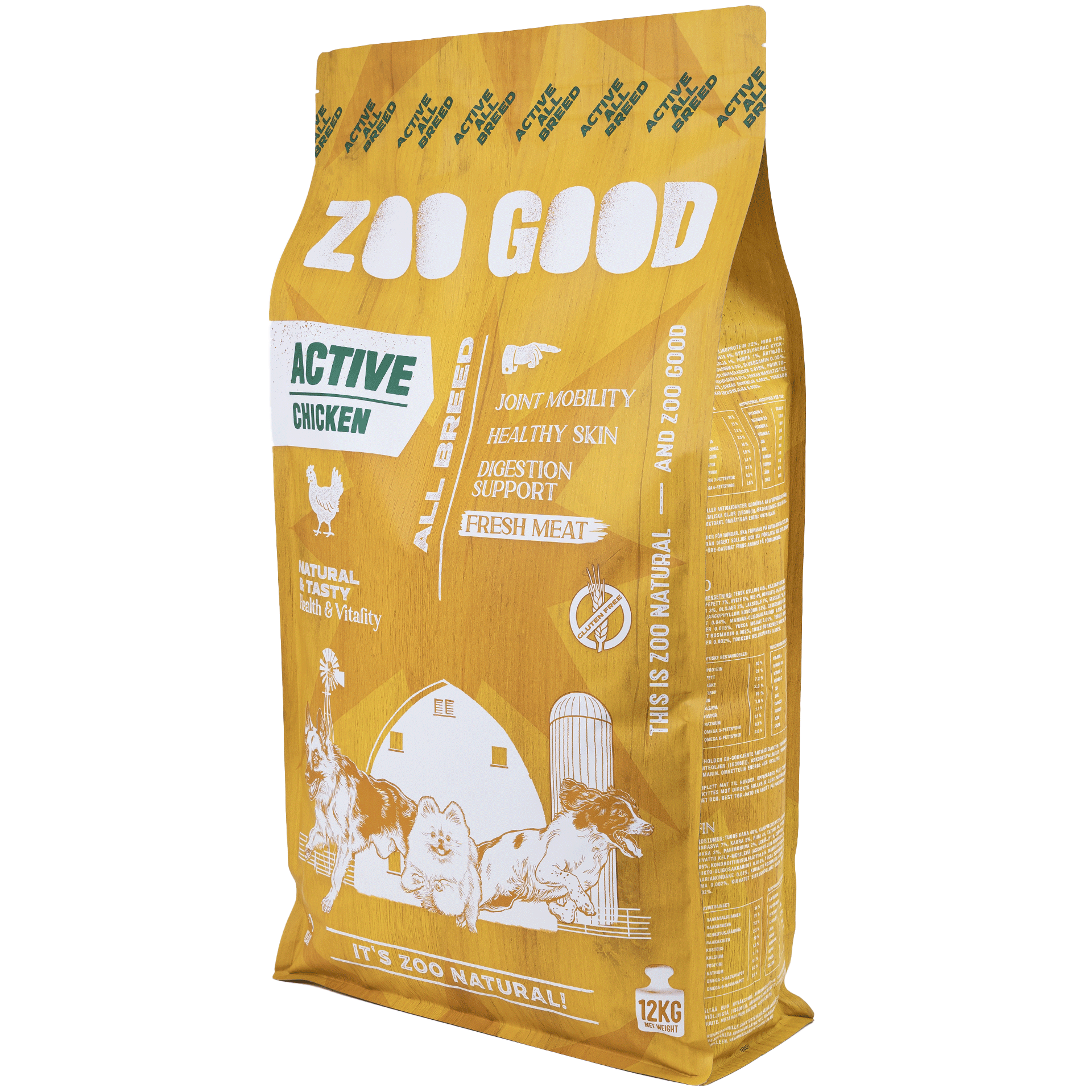 ZOO GOOD Chicken Active Adult All Breed  - kuivaruoka aktiivisille koirille