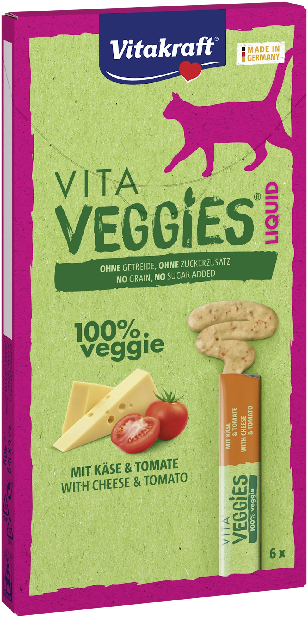 Vitakraft Vita Veggies katt flytende ost og tomat 6x15g