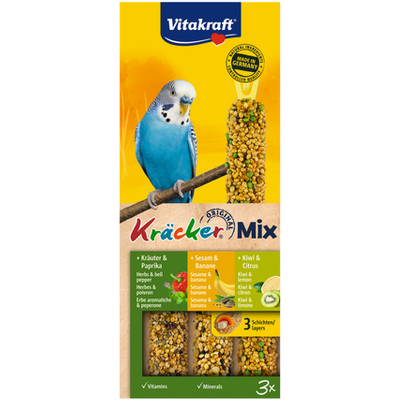 Vitakraft - Kräcker Undulat Fikon/Banan/Kiwi 3-pack - Fågel - Fågelgodis & Kräcker - ZOO.se