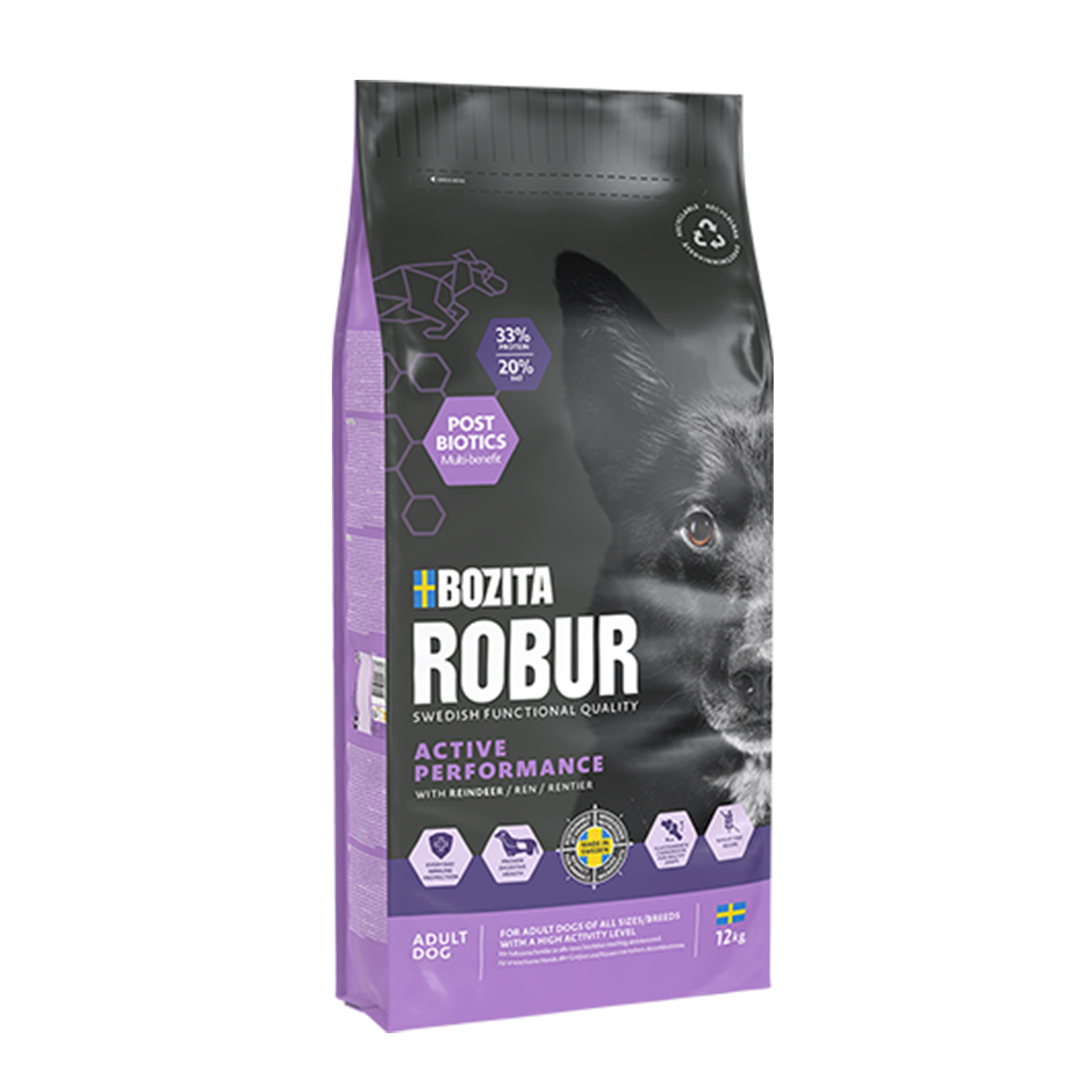 Bozita Robur - Adult Active Performance Reindeer 12kg - Hund - Hundefôr & hundemat - Tørrfôr for hund - ZOO.no