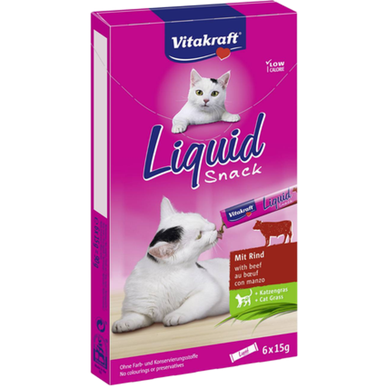 Vitakraft - Flytende kattesnacks med oksekjøtt og inulin, 6-pakning - 15 g - Katt - Kattegodteri & kattegress - Belønningsgodbiter katt - ZOO.no