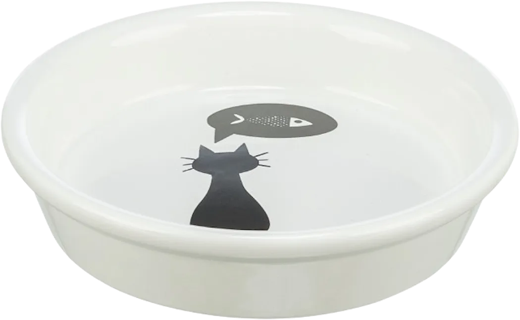Keramikskål katt, 0.25 l/ø 13 cm, vit
