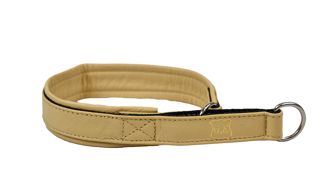 Läderhalsband halvstryp, 37,5cm, Beige