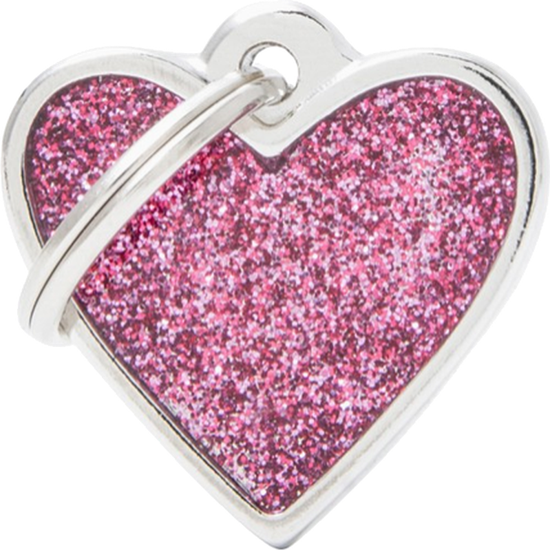 MyFa - ID- Bricka Hjärta Large Glitterrosa - Hund - Hund - ZOO.se