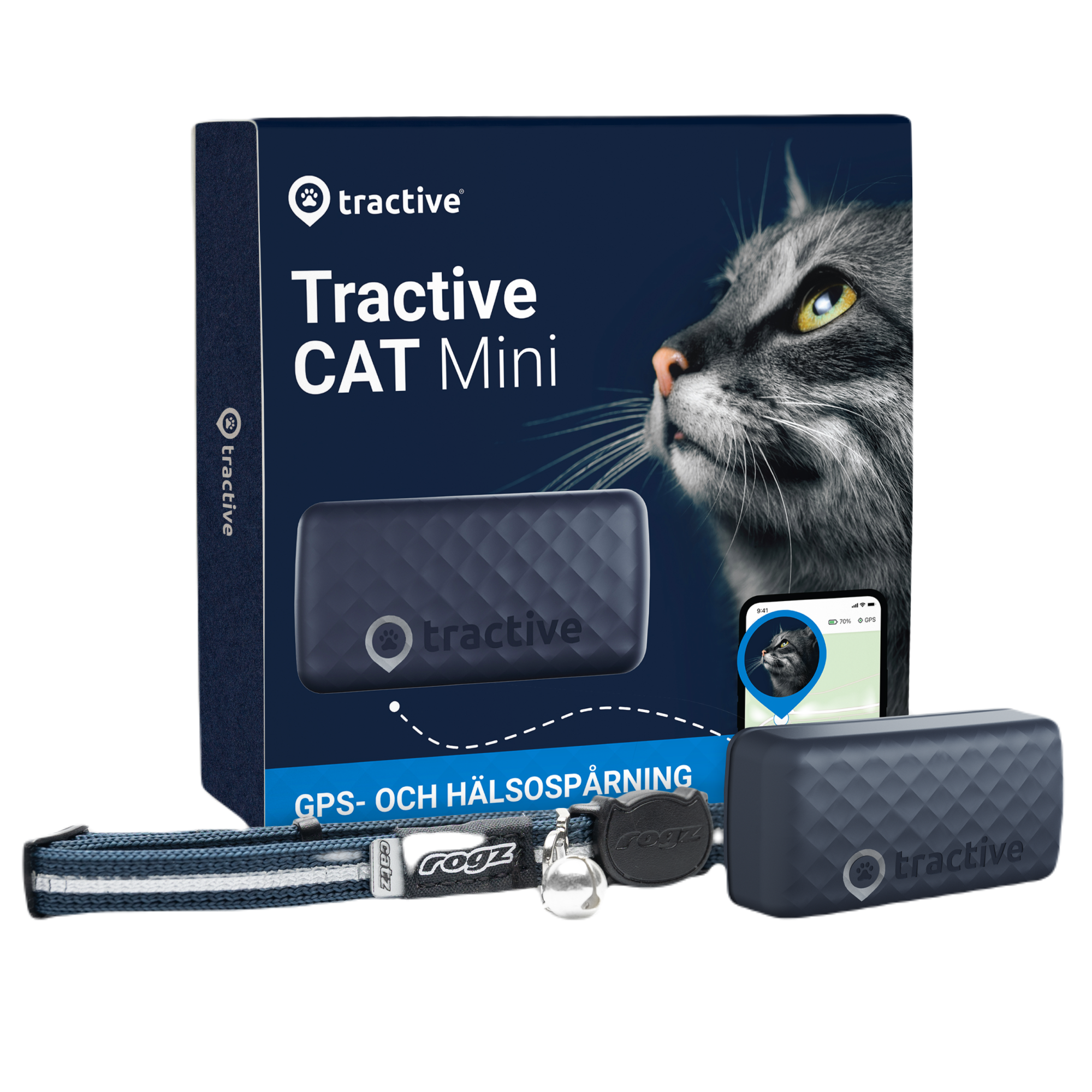 Tractive - CAT Mini - Katt-GPS med hälsospårning – Blå - Katt - Katt - ZOO.se