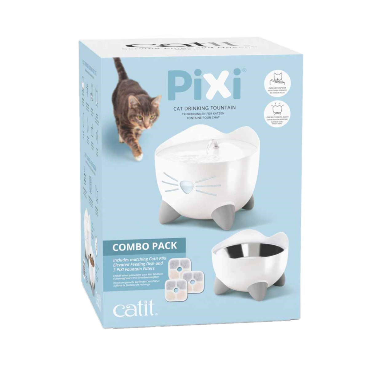 Catit - Vattenfontän med matskål Pixi Vit - Katt - Matplats & Vattenfontäner för katt - ZOO.se