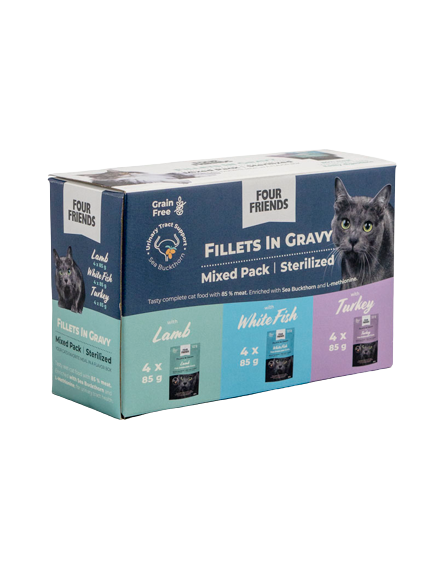 FourFriends - Cat Sterilized in Gravy Mix 12-pack - Katt - Kattfoder & kattmat - ZOO.se