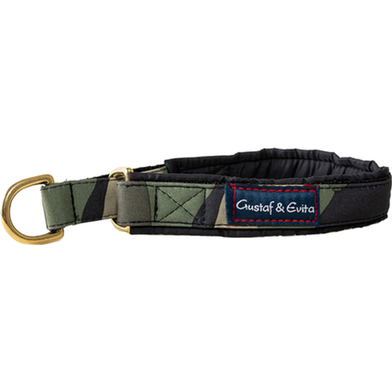 Gustaf och Evita - Hundhalsband Halvstryp Camouflage & Mässing 25cm - Hund - Hund - ZOO.se