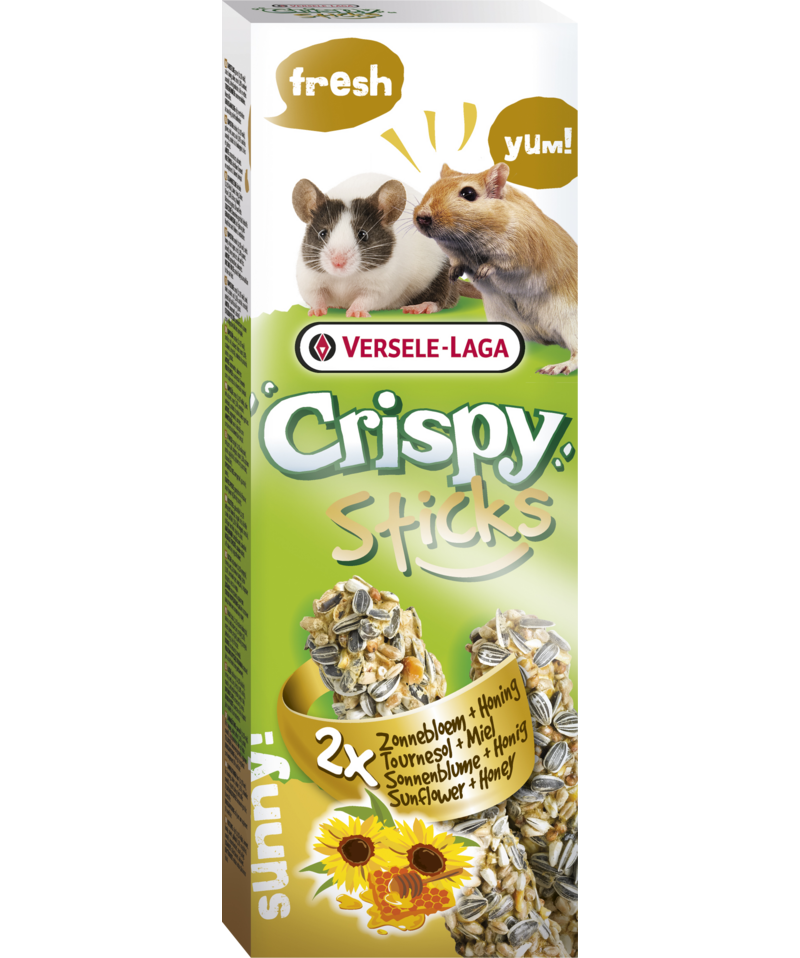Versele-Laga - CrispySticks Gerbil-Mice Sunflower/Honey 2-pack - Smådjur - Godis & Gnagstänger - ZOO.se