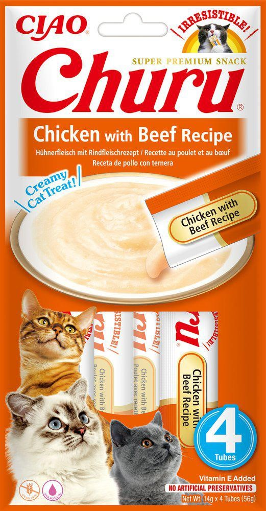 Churu Cat Creamy Chicken with Beef, 4-pakkaus