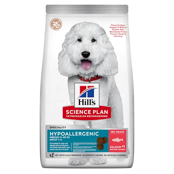 Hypoallergenic Adult Medium torrfoder för hundar med lax 14 kg