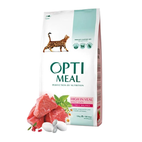 Optimeal - Adult & Senior Healthy Skin & Coat Veal Tørrfôr Til Katt 10 kg - Katt - Kattefôr & kattemat - Tørrfôr for katt - ZOO.no