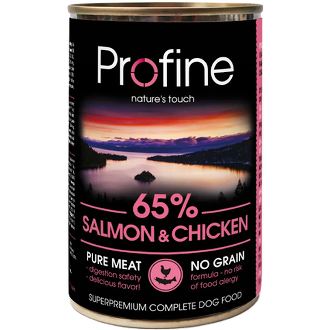 Dog Wet Food Cans 65% Salmon & Chicken