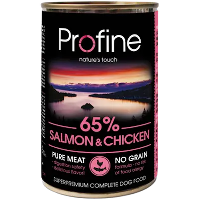 Dog Wet Food Cans 65% Salmon & Chicken 400g x 12