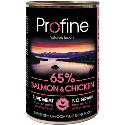 Preview of Profine Dog Wet Food Cans 65% Salmon & Chicken 400 g