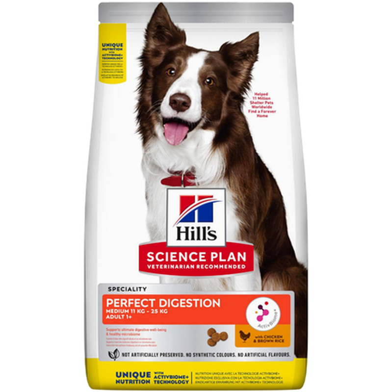 Hills Science Plan - Adult Perfect Digestion Medium Chicken & Rice - Dry Dog Food 2,5 kg - Hund - ZOO.se