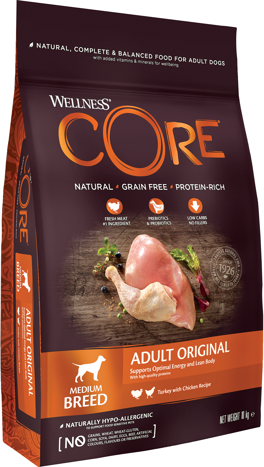 CORE Petfood - Dog Adult Original Medium Breed Chicken & Turkey Dry 10 kg - Hund - ZOO.se