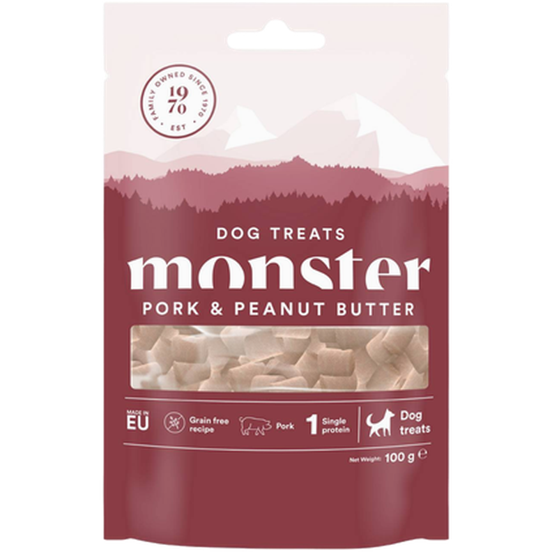 Monster Pet Food - Dog Treats All Breed Pork & Peanut Butter 100 g - Hund - Hundgodis - ZOO.se