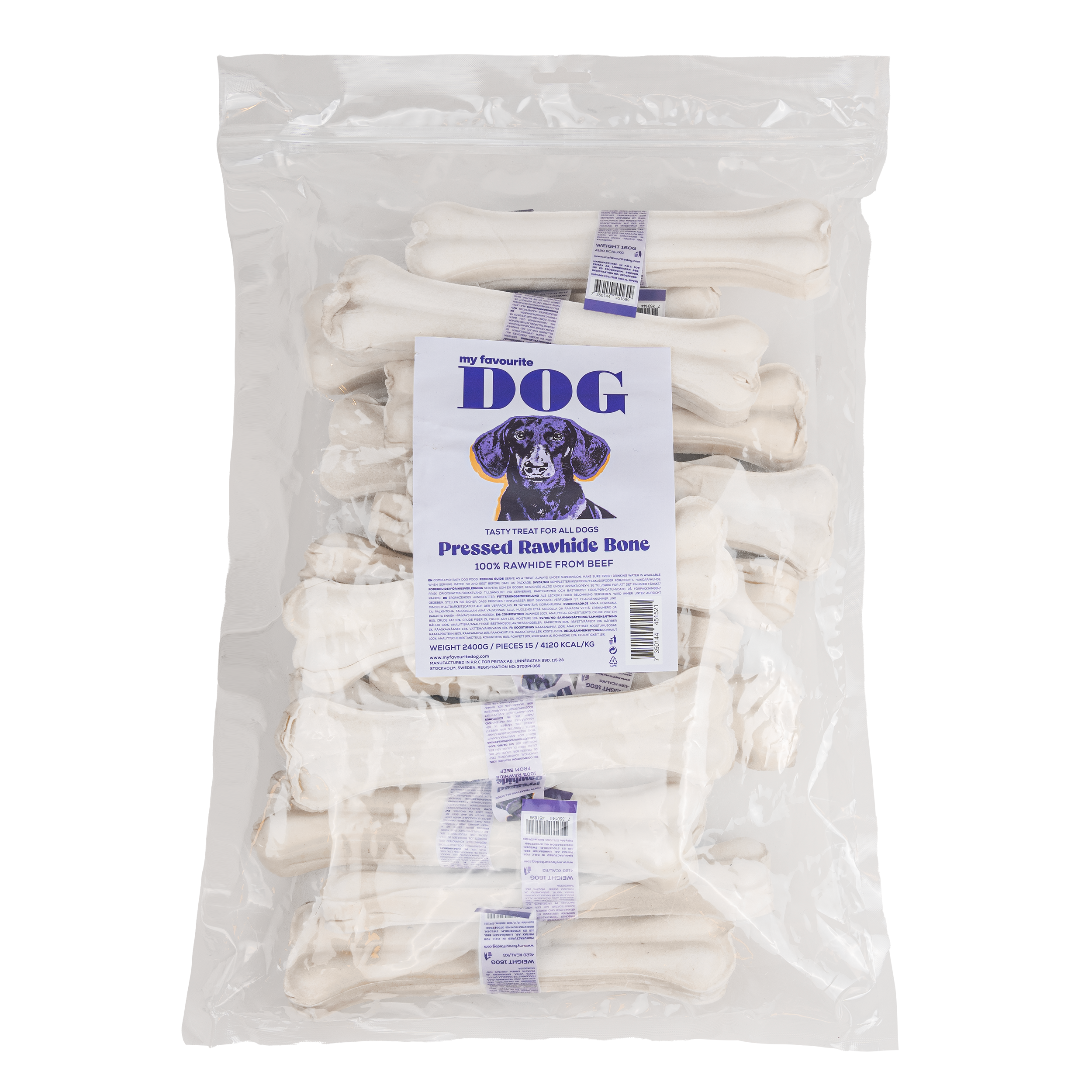 My favourite DOG - Presset tyggebein av råhud 21 cm, 15-pakning - - Tinybuddy.no
