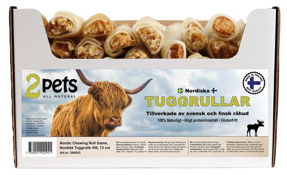 2pets Nordisk tuggrulle med vilt, 13 cm