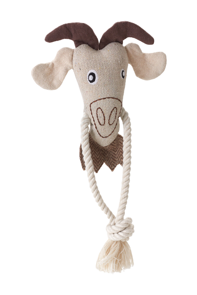 Dog Toy Nebraska Goat w rope Cotton Beige 30 cm