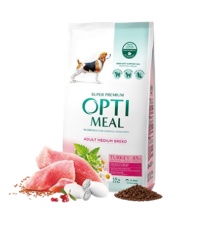Preview of Optimeal Complete dry pet food for adult dogs of medium breeds – turkey 1,5 kg