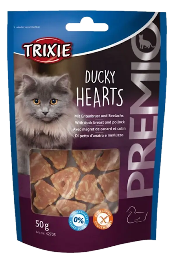 Premio Ducky Hearts godbiter for katter 50g