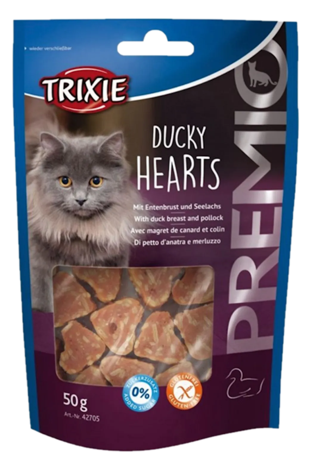 Premio Ducky Hearts godbiter for katter 50g