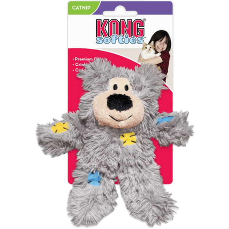 Kong - Cat Softies Patchwork Bear Toy Mix 13x8x5cm - Katt - Kattleksaker - ZOO.se
