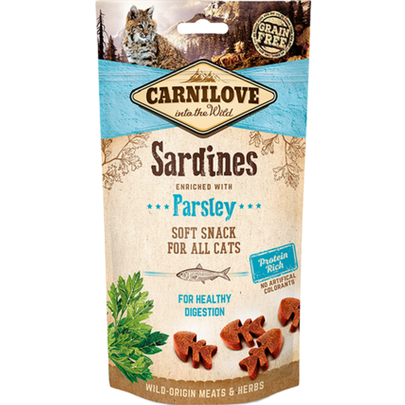 Cat Semi Moist Snack Sardine & Parsley 50 g x 10 st - Katt - Kattgodis & Kattgräs - Naturgodis & Naturligt Godis för katt - Carnilove - ZOO.se