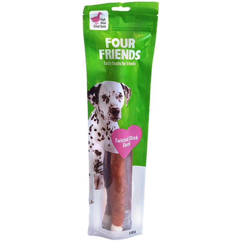 FourFriends - Twisted Stick Duck 1-pakning, 40 cm - Hund - Hundegodbiter & tyggebein - Tyggeruller & tyggepinner - ZOO.no