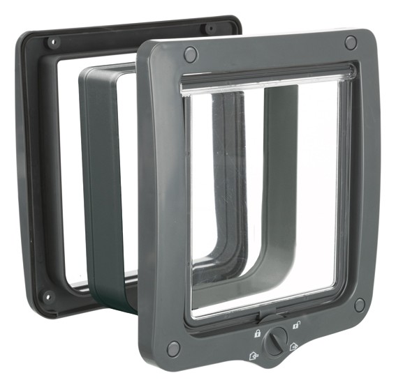 Trixie Kattlucka 4-vägs, med tunnel, XXL: 24 × 28 cm, grå