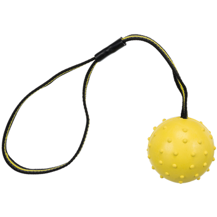 Sporting ball on strap natural rubber 6 cm/35 cm